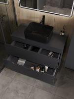 Товар: Тумба с раковиной Orange Line 100 Li-100TugMDF+B02-460MB подвесная Графит матовый - фото 4 Тумба с раковиной Orange Line 100 Li-100TugMDF+B02-460MB подвесная Графит матовый — фото 4, Мебель для ванной