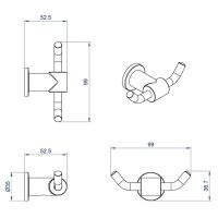 Товар: Двойной крючок Azario Forny AZ-88305 Хром - фото 2 Двойной крючок Azario Forny AZ-88305 Хром — фото 2, Крючки для полотенец