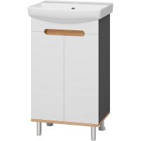 Тумба с раковиной Misty Сканди 50 УТ000023180 Белый Дуб крафт золотой Антрацит — фото 1, Тумбы с раковиной