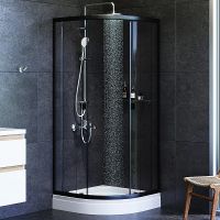 Душевой уголок AM.PM X-Joy Twin Slide 80х80 W88E-205-080BT64 профиль Черный матовый стекло прозрачное — фото 2, Душевые уголки четверть круга