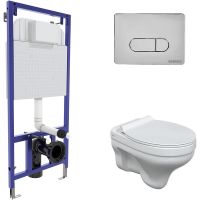 Комплект унитаза с инсталляцией Berges Novum D3 042437 с сиденьем Микролифт и клавишей смыва Хром глянцевый — фото 1, Комплекты унитаз + инсталляция