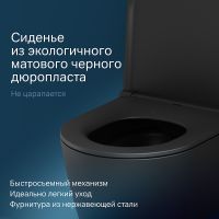 Унитаз AM.PM Func FlashClean C8F1701MBSC подвесной Черный матовый с сиденьем Микролифт — фото 6, Унитазы