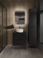 Товар: Тумба с раковиной Orange Line 60 Li-60TubMDF+B07-345W подвесная Черная матовая - фото 5 Тумба с раковиной Orange Line 60 Li-60TubMDF+B07-345W подвесная Черная матовая — фото 5, Мебель для ванной