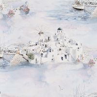 Обои Артекс Марина 10878-02 Винил на флизелине (1,06*10,05) Розовый/Голубой, Город/Море — фото 1, Обои для стен