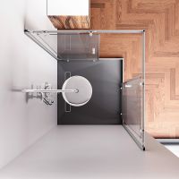 Душевой уголок AM.PM Sunny 100х100 W87G-403-100100-MT профиль Хром матовый стекло прозрачное — фото 3, Квадратные душевые уголки