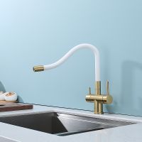 Смеситель для кухни Splenka S70.64.03 Золото матовое Белый — фото 26, Смесители для кухни