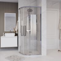 Душевой уголок Grossman Cosmo 80х80 301.K33.02.8080.10.00 профиль Хром стекло прозрачное — фото 3, Душевые уголки четверть круга