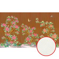 Фреска Ortograf Flora 31112 Фактура флок FLK Флизелин (4,5*2,7) Коричневый/Розовый/Зеленый, Деревья/Цветы/Птицы — фото 1, Фрески