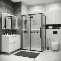 Душевая стенка Grossman Cosmo 70 200.K33.02.70.21.02 профиль Черный матовый стекло шиншилла — фото 2, Боковые стенки