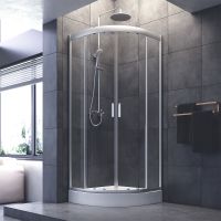 Душевой уголок AM.PM Gem 80х80 радиальный профиль Матовый хром стекло прозрачное арт-W90G-401-080WT — фото 2, Душевые уголки четверть круга