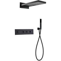 Душевая система Black&White Universe UK8330B 8330BUK с термостатом Черная матовая — фото 1, Душевое оборудование. Душевая программа