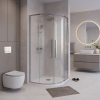 Душевой уголок Niagara Nova 80х80 NG-3625-34 профиль Хром стекло шиншилла — фото 1, Душевые уголки четверть круга