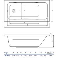 Акриловая ванна Koller Pool Edge 150x70 без гидромассажа — фото 2, Ванны