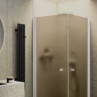 Товар: Душевой уголок Maybah Glass MGY-1298-1 800x800x1980 на монопетлях Белый стекло бронзовое матовое - фото 2 Душевой уголок Maybah Glass MGY-1298-1 800x800x1980 на монопетлях Белый стекло бронзовое матовое — фото 2, Душевые уголки