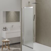 Шторка на ванну Berges River S Slider 98х145 065021 профиль Хром стекло матовое — фото 2, Неподвижные шторки для ванной