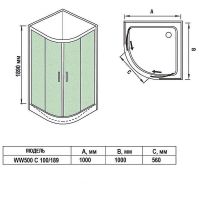 Душевой уголок WeltWasser WW500 С 100х100 10000012449 профиль Хром стекло прозрачное — фото 4, Душевые уголки четверть круга