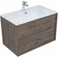 Тумба под раковину Aquanet Lino 80 Flat 287543 подвесная Дуб веллингтон — фото 4, Тумбы под раковину