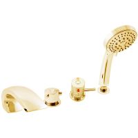 Смеситель на борт ванны Rav Slezak Dunaj Termostat DT272.5PZ с термостатом Золото — фото 1, Смесители на борт ванны