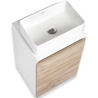 Тумба под раковину Runo Бари 40 00-00001372 подвесная Крафт дуб Белая — фото 6, Тумбы под раковину