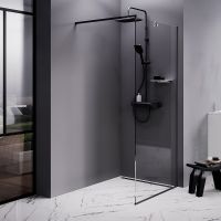 Душевая перегородка AM.PM Func 90 W84WI-90-F1-BTE профиль Черный стекло прозрачное — фото 1, Душевые перегородки