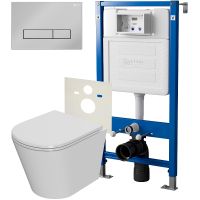 Комплект унитаза с инсталляцией Point Виктория PN48070C с сиденьем Микролифт и клавишей смыва Хром — фото 1, Унитазы