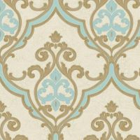 Обои Bernardo Bartalucci Giulia 84125-6 Винил на флизелине (1,06*10,05) Бежевый/Голубой, Дамаск — фото 1, Обои для стен