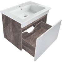 Тумба под раковину Runo Модена 65 00-00001424 подвесная Железный камень Белая — фото 2, Тумбы под раковину