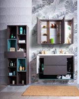 Шкаф пенал Бриклаер Кристалл 60 Софт Графит Ясень Анкор темный Муссон арт-4627125414763 — фото 5, Пеналы для ванной комнаты