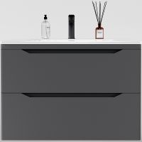 Тумба под раковину Style Line Марелла 80 Люкс Plus СС-00002412 подвесная Серый матовый антискрейтч — фото 1, Мебель для ванной