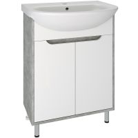 Тумба под раковину Runo Эко 60 00-00001327 Серый бетон Белая — фото 1, Мебель для ванной