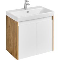 Тумба под раковину Aquaton Сканди Doors 70 1A278901SDZ90 Белый глянец Дуб рустикальный — фото 4, Мебель для ванной