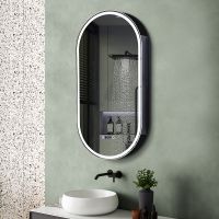 Зеркальный шкаф Abber Kontur 50 AG6339SWHB с подсветкой Черный — фото 1, Зеркальные шкафы в ванную