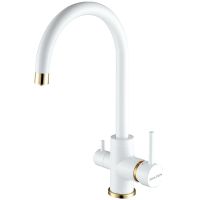 Смеситель для кухни Paulmark Essen Es213211-431BR Белый матовый Бронза — фото 1, Смесители для кухни