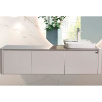 Тумба с раковиной Black&White Universe U915.1600R 160 R 9151601 подвесная Glossy light grey — фото 1, Мебель для ванной