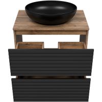 Товар: Тумба под раковину Brevita Dakota 70 DAK-07070-19/02-2Я Черный кварц Дуб Галифакс олово - фото 4 Тумба под раковину Brevita Dakota 70 DAK-07070-19/02-2Я Черный кварц Дуб Галифакс олово — фото 4, Мебель для ванной