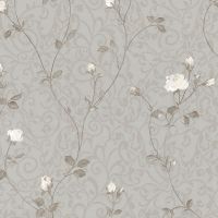 Обои Prima Italiana Colomba 80602 Винил на флизелине (1,06*10) Зеленый/Белый, Вензель/Цветы — фото 1, Обои для стен