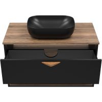 Тумба под раковину Brevita Bergen 90 BER-07090-19-02-1Я подвесная Черная матовая Дуб Галифакс олово — фото 5, Мебель для ванной