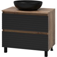 Тумба под раковину Brevita Dakota 80 DAK-07080-19/02-2Я Черный кварц Дуб Галифакс олово — фото 1, Мебель для ванной