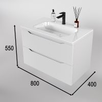 Тумба под раковину Style Line Марелла 80 Люкс Plus подвесная Белый матовый антискрейтч арт-СС-00002410 — фото 7, Тумбы под раковину