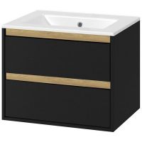 Тумба под раковину Excellent Tuto 60 MLEX.0103.600.BKBL подвесная Черный матовый Дуб — фото 1, Мебель для ванной