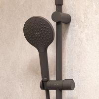 Комплект душевого уголка с душевой системой и аксессуарами AM.PM Gem S 100x80 WK93EQ профиль Черный матовый стекло прозрачное — фото 5, Прямоугольные душевые уголки