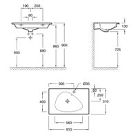 Товар: Раковина Jacob Delafon Nouvelle Vague 81 EXAR112-Z-00 Белая глянцевая - фото 5 Раковина Jacob Delafon Nouvelle Vague 81 EXAR112-Z-00 Белая глянцевая — фото 5, Раковины подвесные