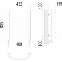 Водяной полотенцесушитель Terminus Виктория П6 400x600 4670078530066 Хром, нижнее подключение, G 1/2" ВР — фото 4, Водяные полотенцесушители