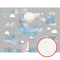 Фреска детская Ortograf Little Friends 34401 Фактура бархат FX Флизелин (4*3) Серый/Разноцветный, Рыбы — фото 1, Фрески