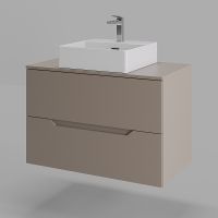 Тумба с раковиной Orange Line 80 Li-80TuLMDF+B04-405W подвесная Латте матовый — фото 2, Тумбы с раковиной