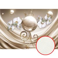 Фреска Ortograf 3D 6667 Фактура флок FLK Флизелин (3,04*2,1) Бежевый, Цветы/Абстракция — фото 1, Фрески