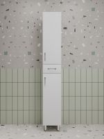 Шкаф пенал Style Line Эко Стандарт 30 с бельевой корзиной Белый глянцевый арт-ЛС-00002328 — фото 2, Пеналы для ванной комнаты