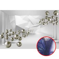 Фреска Ortograf 3D 33207 Фактура бархат серебро FX-S Флизелин (4,1*2,7) Белый/Серебряный, Абстракция — фото 1, Фрески