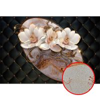 Фреска Ortograf 3D 6712 Фактура бархат золото FX-G Флизелин (4*2,7) Черный/Белый, Цветы/Абстракция — фото 1, Фрески