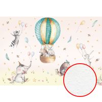 Фреска детская Ortograf Для самых маленьких 32902 Фактура бархат FX Флизелин (4*2,7) Розовый/Разноцветный, Животные/Воздушные шары — фото 1, Фрески